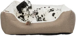 NELLI Bett, rechteckig, voluminöse Kanten, 80 x 65 cm, hellbraun/beige - SALE